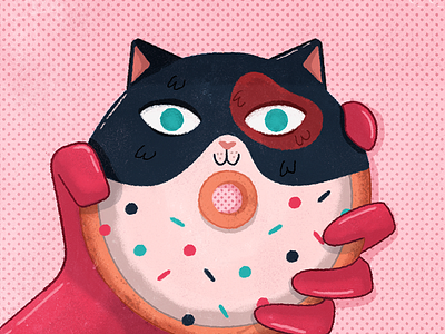 ᕦ⊙෴⊙ᕤ cat cat donut dessert donut doughnut icing illustration kitty photoshop sprinkles texture
