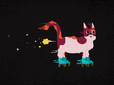 ヽ༼◐ل͜◑༽ﾉ calico cat fart fast glitter kitty photoshop roller skates speed texture