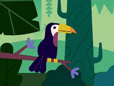 Toucan bird character character design forest illustration illustrator plant rainforest texture toucan trees tropical