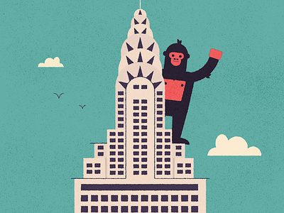(V●ᴥ●V) character character design city empire state building gorilla illustration illustrator kidlit king kong new york nyc skyscraper texture vector