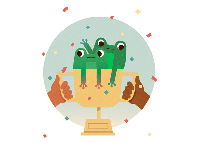 ᕙ〳 ರ ︿ ರೃ 〵ᕗ animal childrens book confetti frog hands illustration kidlitartist nature texture trophy win winner