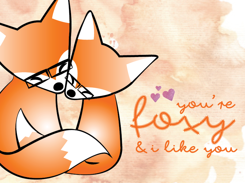 foxy greeting card puns foxy cute fox vector graphic design typography illustration