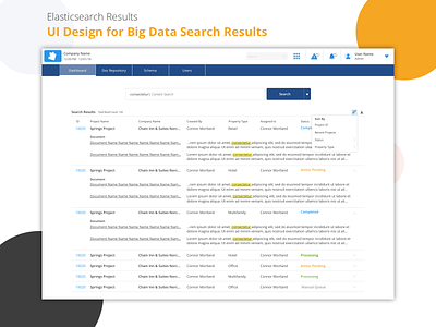 UI Design for Big Data Search Results artificial intelligence banking software bigdata business and finance dashboard design data analytics elasticsearch enterprise fintech mortgage banking product design productivity real estate user experience design