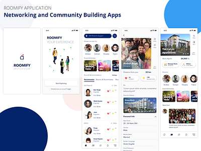 Roomify Apps community app concept product design productivity social app ui design user experience design