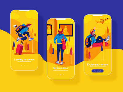 Onboarding screen for travelling experience explore freedom girl illustraion illustration onboarding screen travel ui