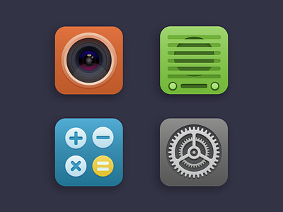 APP icons calculator camera computer flat flatdesign iconography icons icons design iconset photography player radio setting skeuomorphic skeuomorphism ui uidesign