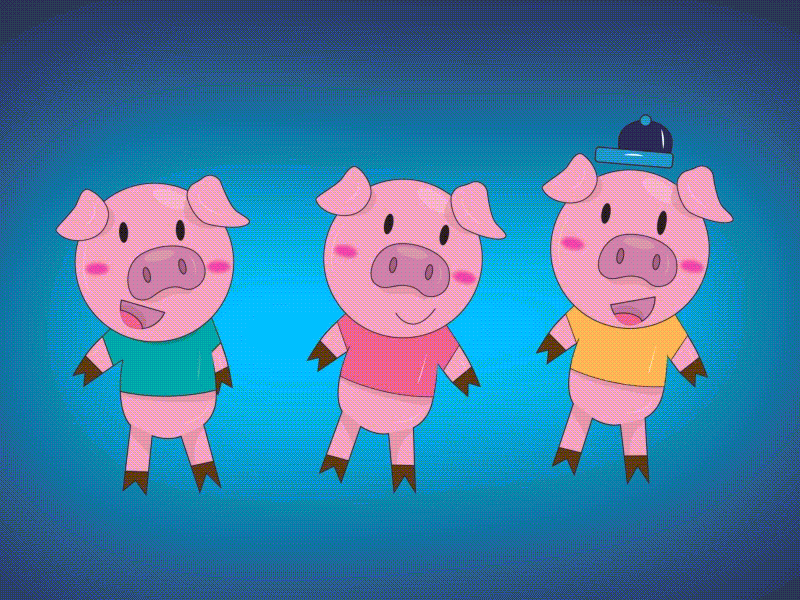 Three Little Pigs 2d animation brazil character animation food gif illustration kids motion pig pigs vector
