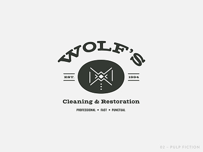 Wolf's Cleaning & Restoration bowtie branding logo pulp fiction tie