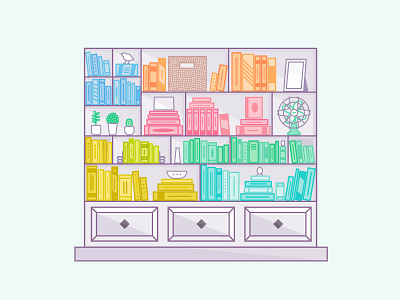 The Eclectic Color Coder book books bookshelf illustration vector