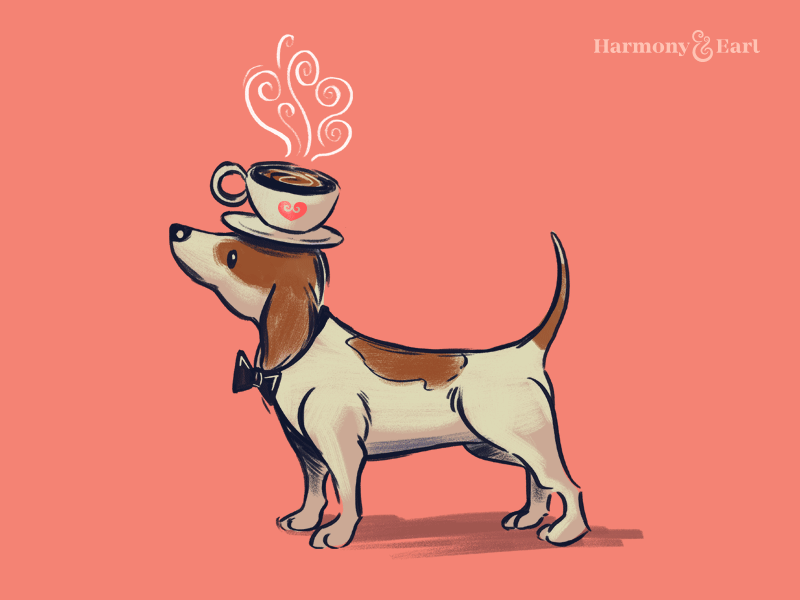 Sketch to Final cute dog illustration tea