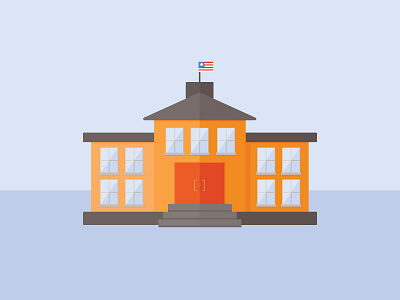 Schoolhouse building flag illustration school vector
