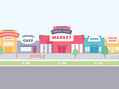 Grocery store street scene animation gif grocery store illustration market motion