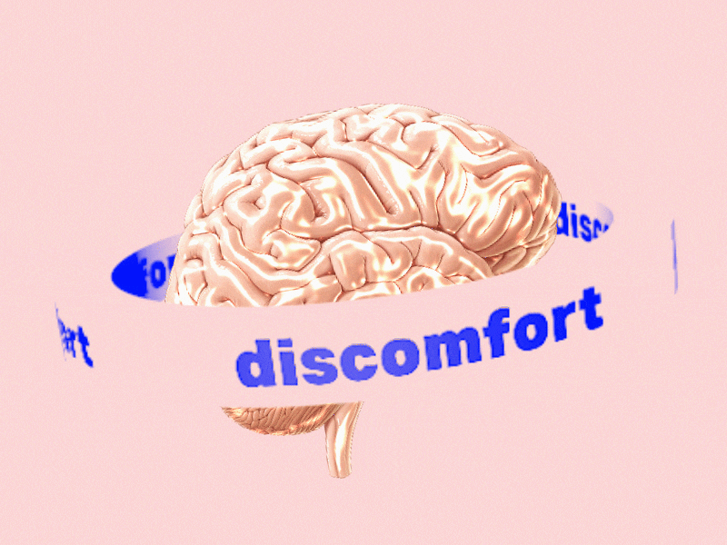 Discomfort 3d animation 3d art animated text animated type brain cinema4d color exploration concept digital art digital drawing ideas mind mindfulness motion design motion designer moving type texture type art type daily typography