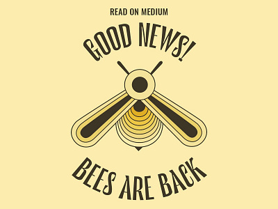 Good News! Bees are Back bee bee drawing bee illustration bees circular flyer geometric geometric art geometric design gradient illustration illustrator layout design layout minimal lockup poster simple typedesign typography yellow