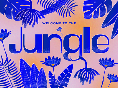Welcome to the Jungle cobalt blue color exploration digital art digital drawing illustration illustrator orange pink stipple stippled texture type design type exercize typography