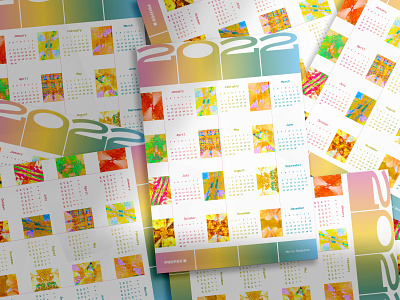 Colorful 2022 Calendar calendar colorful digital art gradient layout list photo manipulation photoshop print design schedule typography