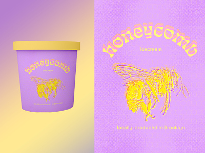 Honeycomb Ice cream bee branding color exploration digital art funky honey ice cream icecream purple typography
