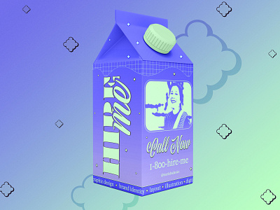Hire Me Milk Box branding design color exploration digital art digital drawing gradients illustrator milk milk carton mockups typography