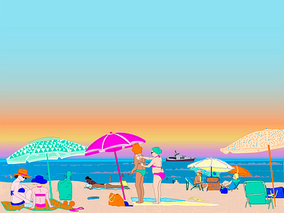 Beach Illustration color design detailed illustration