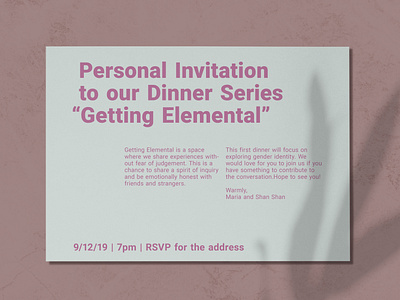 Invitation to Conversational Dinner color exploration design invitation invitation card print ready typography