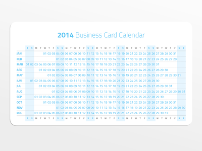 2014 Business Card Calendar
