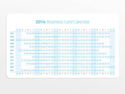 2014 Business Card Calendar calendar design personal print