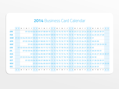 2014 Business Card Calendar