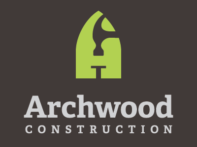 Archwood Construction ID design identity logo negative space