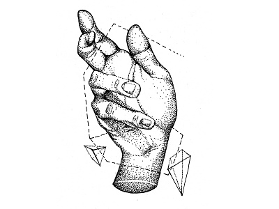 Hand in space illustration pointillism