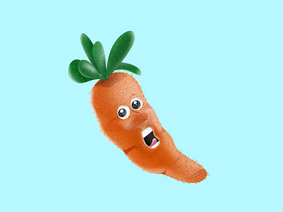 Shocking carrot 3d carrot character design illustration procreate render texture ui us vegetables