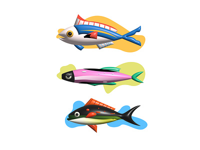 Fishy Business 3d adobe adobeillustrator fish fishes icons ui