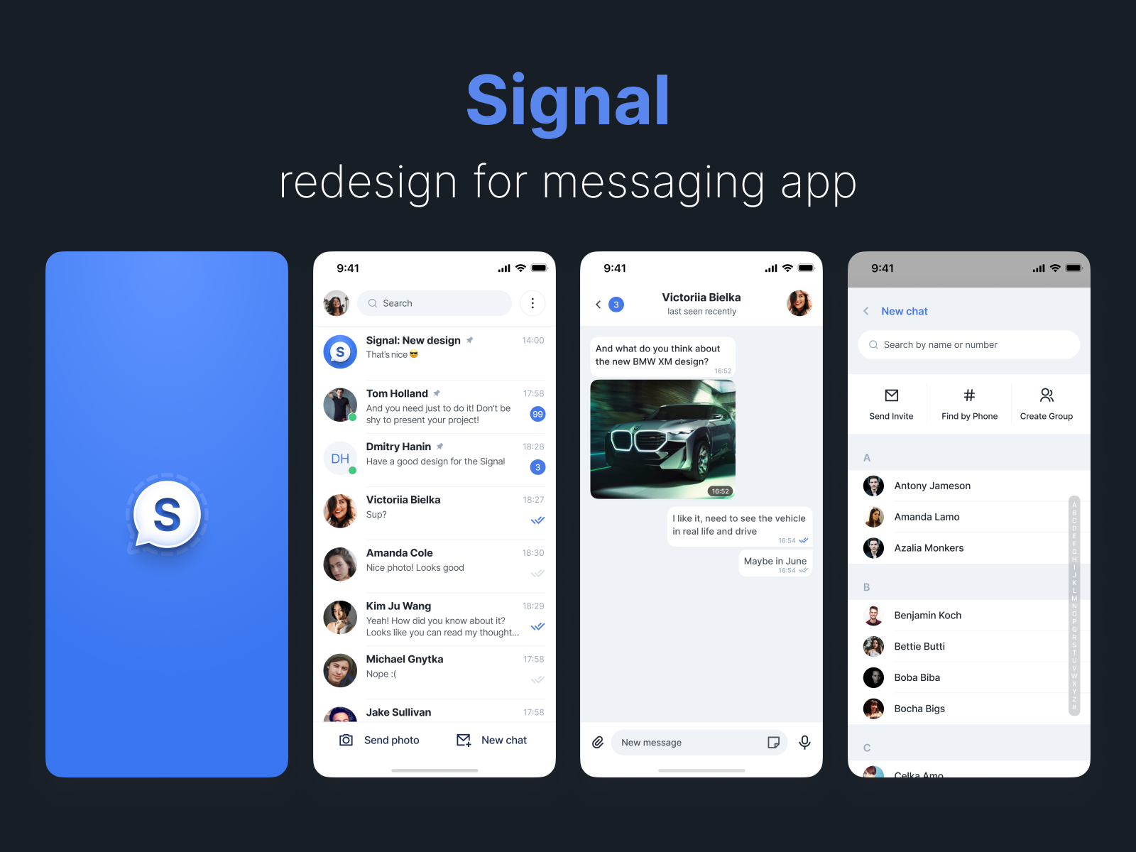 Signal. Redesign for messaging app by Dmytro Hanin on Dribbble