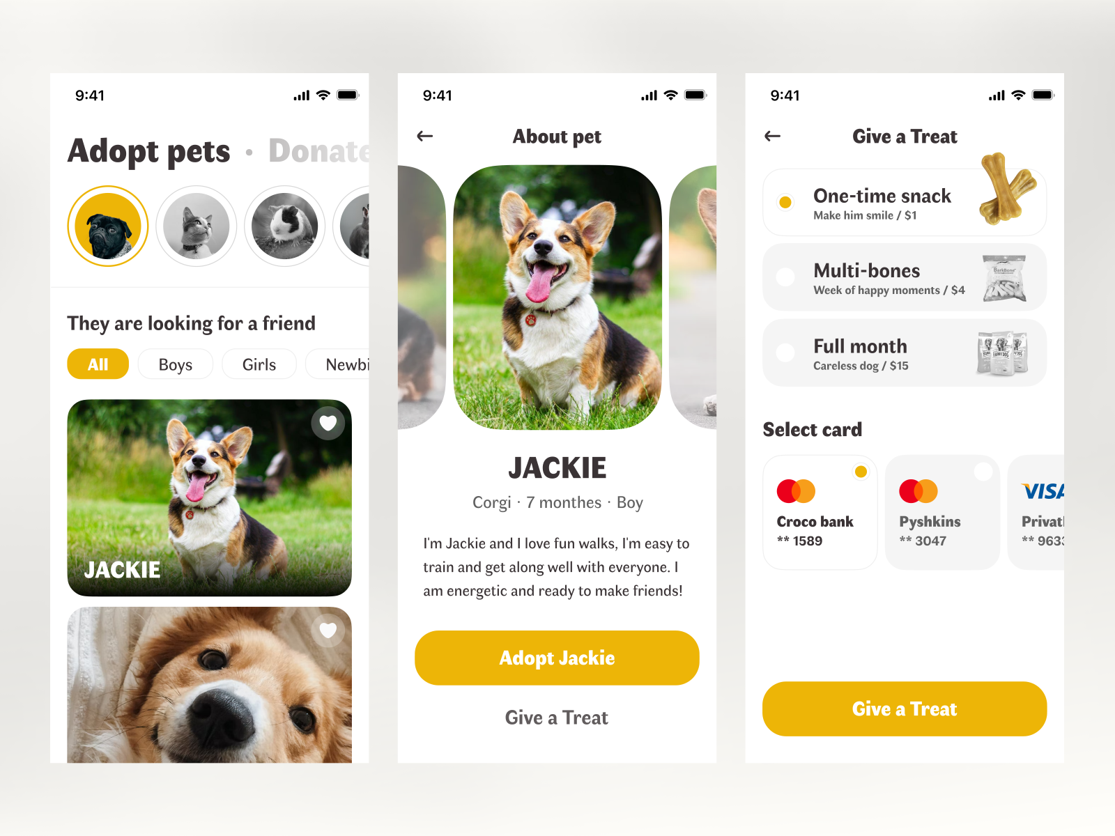 Adopt pets app by Dmytro Hanin on Dribbble