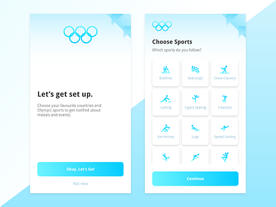 Winter Olympics - Welcome Screen app blue branding design gradient olympics sports ui ux winter