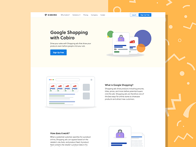 Rebrand Cobiro - Google Shopping ai artificial intelligence circles design design system google illustration rebranding shopping website yellow