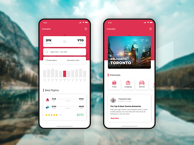 Canada Travel App 🇨🇦 app black branding city creative design nature price rating red red and white redesign toronto travel travel agency typography ui ux