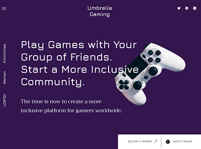 Umbrella Gaming Hero Section hero section web design