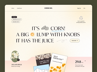 CORNO Inc. Website corn ecology hero interface landing landing page product product page service startup ui ux web