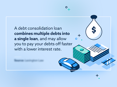 Debt Consolidation Loan bank car cash consolidation credit card debt design finance flat icons illustration isometric lines loan money