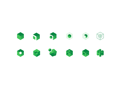 cube logo exploration cubes design geometric green logo