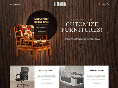 Furniture Website chair creative font furniture modern office pattern texture typography