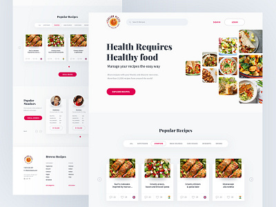 Recipes Homepage add recipes clean cooking food healthy modern recipe app recipes restaurant typography website