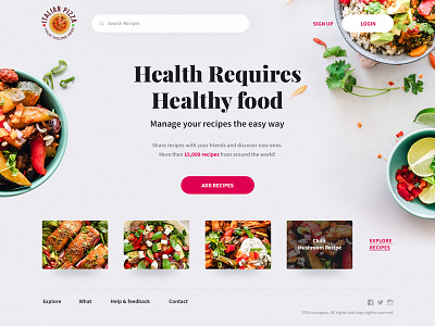 Recipes Homepage clean cooking creative design healthy healthy eating healthy food kitchen modern recipes typogaphy