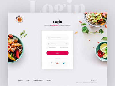 Login Thumb clean form design form field login login form login page minimal modern recipe recipes