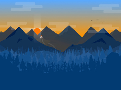 Forest Sunrise 2.0 design drafted! flat hills illustration minimal mountains vector web