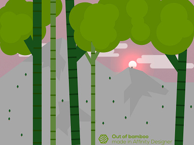 Out of bamboo design drafted! flat hills illustration logo minimal mountains vector web