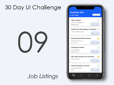 Day 9 - Job Listings design iphonex job listings ui ux