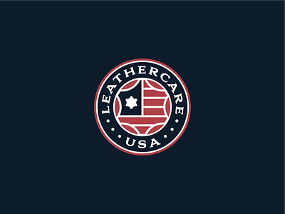 Leathercare USA Badge america american brand branding flag hide leather leather care leather care logo leather logo logo logo design small business small business logo stars stripes united states us usa usa logo