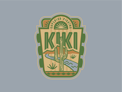 Kiki's Superior Picking arizona az badge cacti cactus cactus logo desert guitar guitar maker guitar picking guitar strings illustration logo mexican music phoenix saguaro superior superior arizona tucson