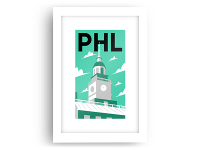 PHL city illustration independence hall minimalism pennsylvania philadelphia philly phl poster travel poster vector vector art